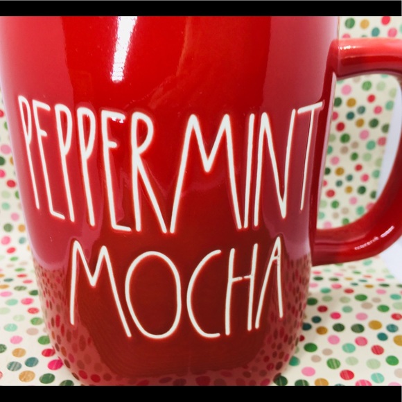 Rae Dunn Peppermint Mocha Glossy Red Mug - Picture 3 of 6